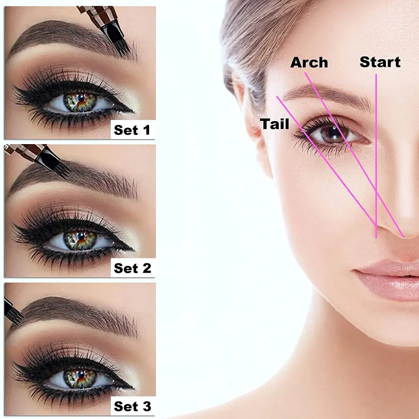 Waterproof 4 Points Long Lasting Eyebrow Pen (Natural Black)