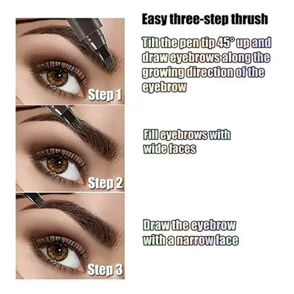 Waterproof 4 Points Long Lasting Eyebrow Pen (Natural Black)